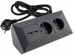 Steckdosenblock 2-fach + 2xUSB mit Kabel